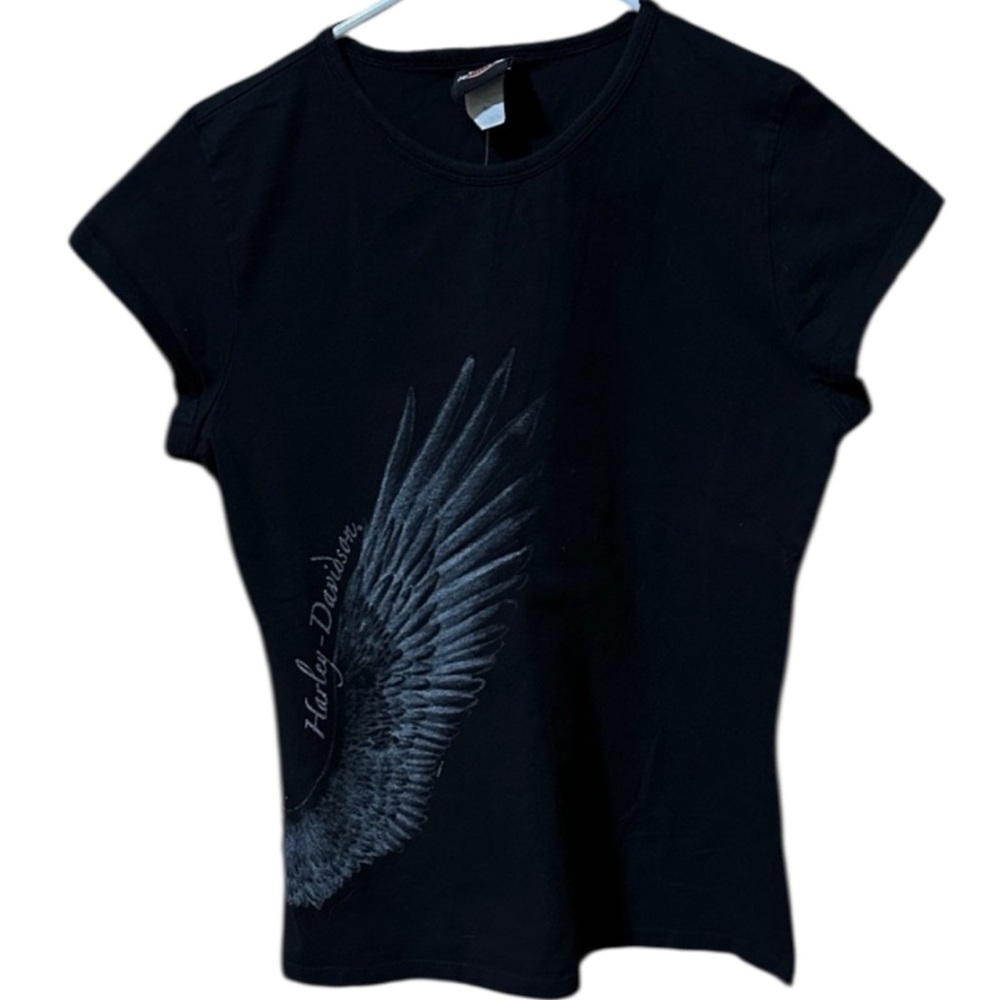 Harley-Davidson Black Short Sleeve Graphic Tee with Wing Design - Picture 6 of 9